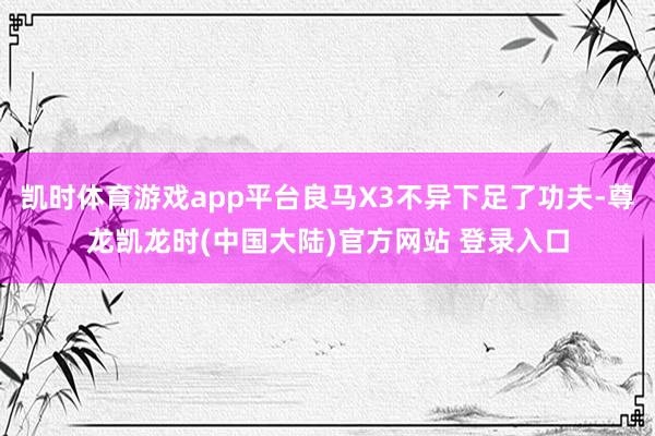 凯时体育游戏app平台良马X3不异下足了功夫-尊龙凯龙时(中国大陆)官方网站 登录入口