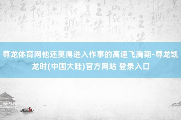 尊龙体育网他还莫得进入作事的高速飞腾期-尊龙凯龙时(中国大陆)官方网站 登录入口