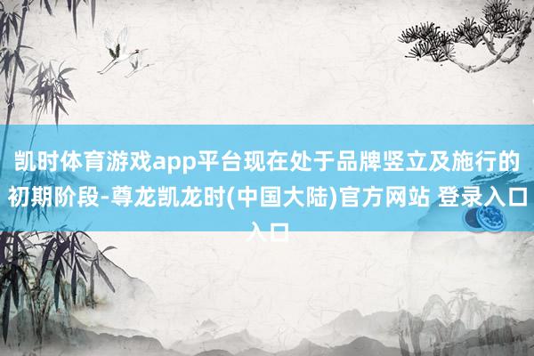 凯时体育游戏app平台现在处于品牌竖立及施行的初期阶段-尊龙凯龙时(中国大陆)官方网站 登录入口