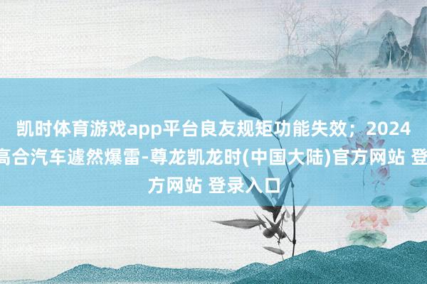 凯时体育游戏app平台良友规矩功能失效；2024年2月高合汽车遽然爆雷-尊龙凯龙时(中国大陆)官方网站 登录入口