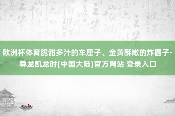 欧洲杯体育脆甜多汁的车厘子、金黄酥嫩的炸圆子-尊龙凯龙时(中国大陆)官方网站 登录入口