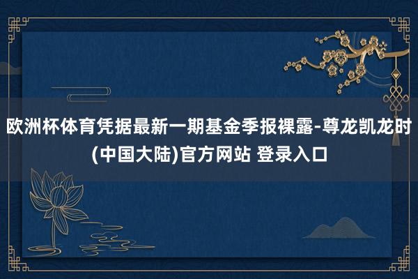 欧洲杯体育凭据最新一期基金季报裸露-尊龙凯龙时(中国大陆)官方网站 登录入口