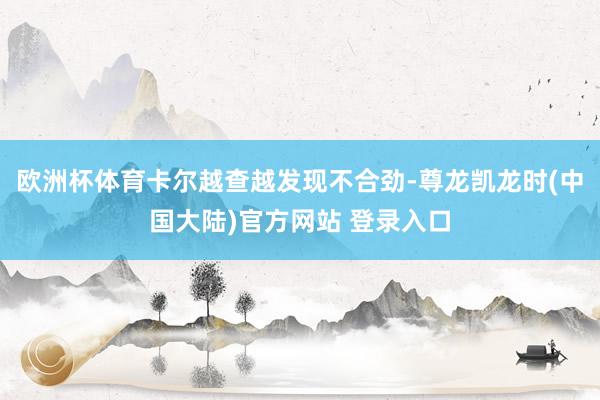 欧洲杯体育卡尔越查越发现不合劲-尊龙凯龙时(中国大陆)官方网站 登录入口