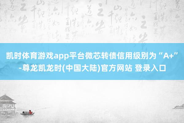 凯时体育游戏app平台微芯转债信用级别为“A+”-尊龙凯龙时(中国大陆)官方网站 登录入口