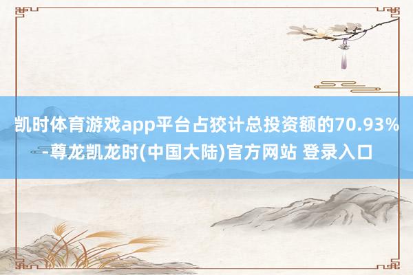 凯时体育游戏app平台占狡计总投资额的70.93%-尊龙凯龙时(中国大陆)官方网站 登录入口