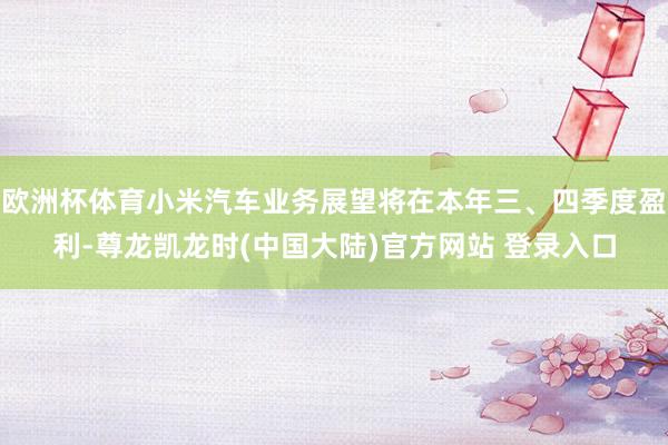欧洲杯体育小米汽车业务展望将在本年三、四季度盈利-尊龙凯龙时(中国大陆)官方网站 登录入口