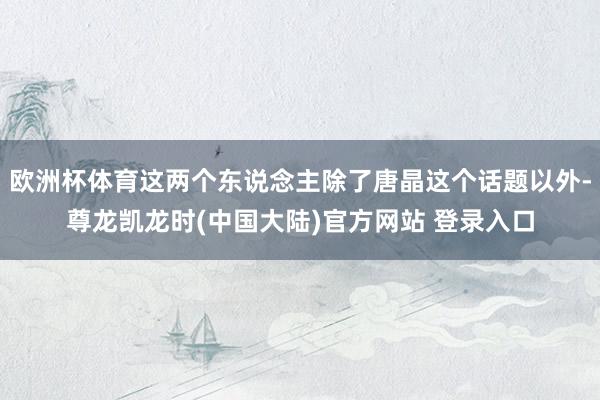欧洲杯体育这两个东说念主除了唐晶这个话题以外-尊龙凯龙时(中国大陆)官方网站 登录入口