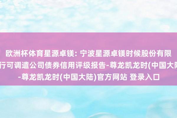 欧洲杯体育星源卓镁: 宁波星源卓镁时候股份有限公司向不特定对象刊行可调遣公司债券信用评级报告-尊龙凯龙时(中国大陆)官方网站 登录入口