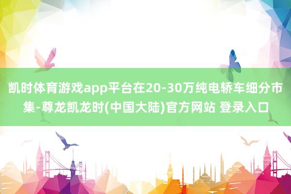 凯时体育游戏app平台在20-30万纯电轿车细分市集-尊龙凯龙时(中国大陆)官方网站 登录入口